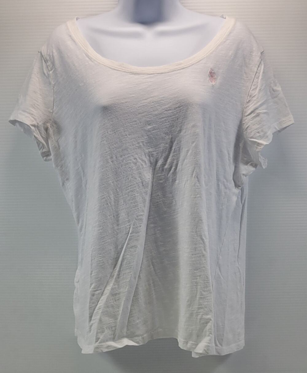 L5) U.S. Polo Assn Woman White Short Sleeve Cotton T-Shirt XL